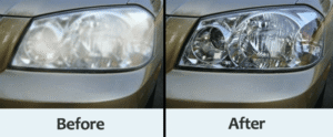 Foggy headlights repaired by Blessed Mobile Detailing in North Myrtle Beach, SC and Little River, SC. Blessed Mobile Detailing is your number one local headlamp restoration company in Little River SC & North Myrtle Beach, SC